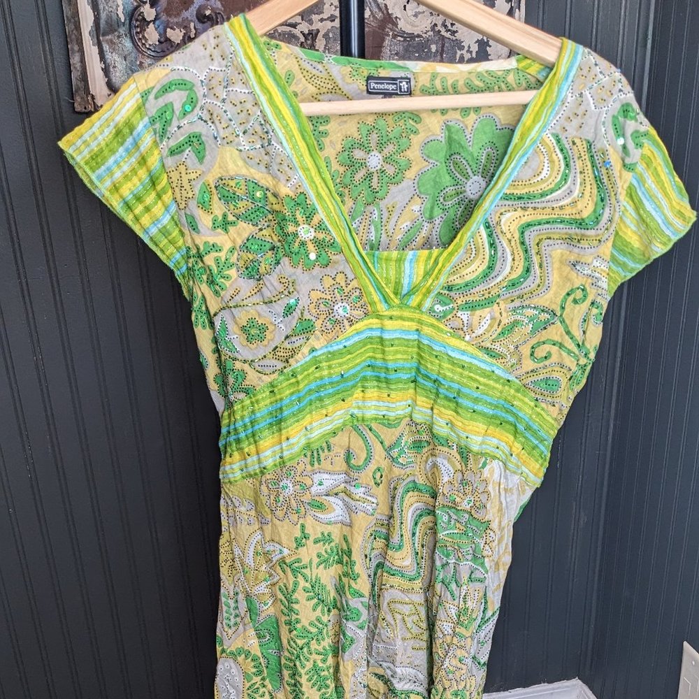 Boho Lightweight Embelished Summer Vacation Dress L